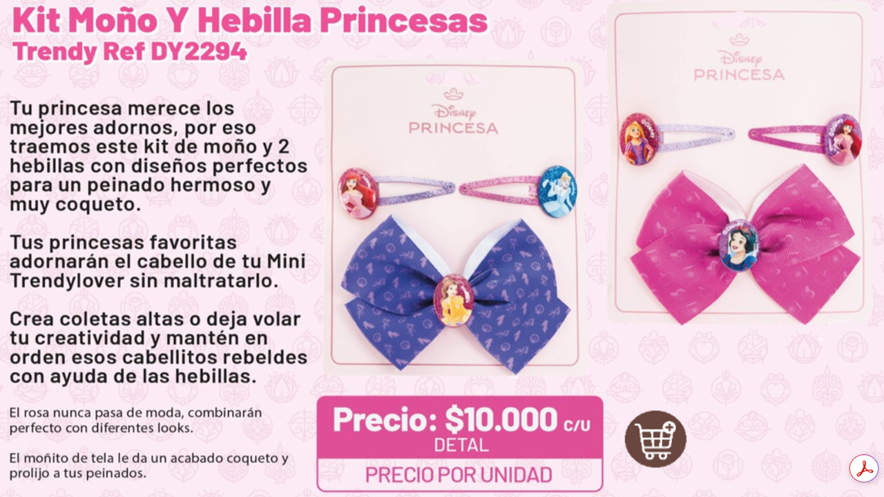 KIT MOÑO Y HEBILLA PRINCESAS